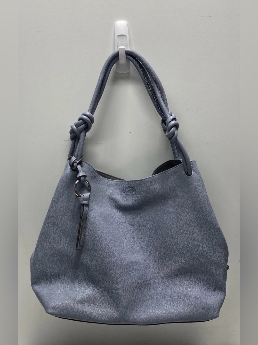 Vince Camuto Lavender Pebbled Leather Knotted Strap Hobo Bag Silver Hardware